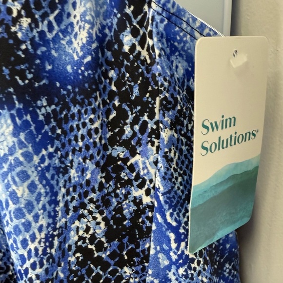 Swim Solutions Tankini Bikini Top Womens 12 Blue Snake Print NWT - Princess Seam - Picture 4 of 11
